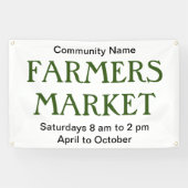 農家市場のグリーン白黒名とスケジュール 横断幕 (横)