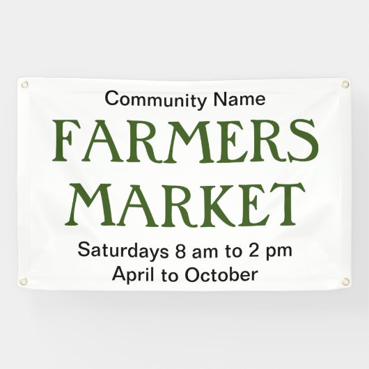 農家市場のグリーン白黒名とスケジュール 横断幕 (横)