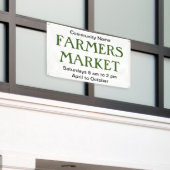 農家市場のグリーン白黒名とスケジュール 横断幕 (ビルの外側)