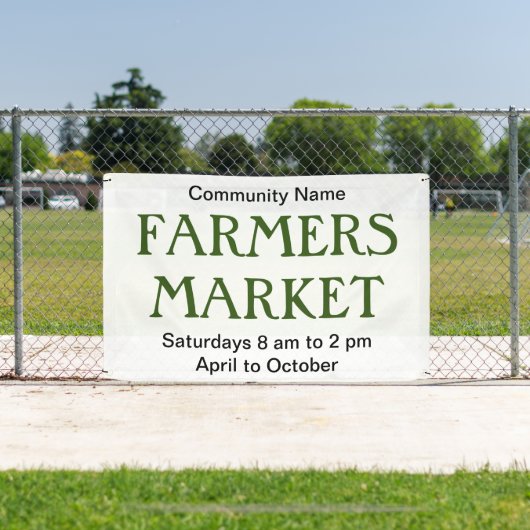 農家市場のグリーン白黒名とスケジュール 横断幕 (インサイチュ)