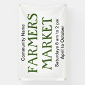 農家市場のグリーン白黒名とスケジュール 横断幕 (縦)