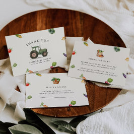 農家市場の地元で育った赤ちゃんシャワー サンキューカード