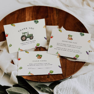 農家市場の地元で育った赤ちゃんシャワー サンキューカード