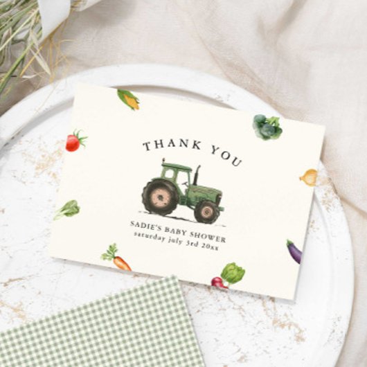 農家市場の地元で育った赤ちゃんシャワー サンキューカード