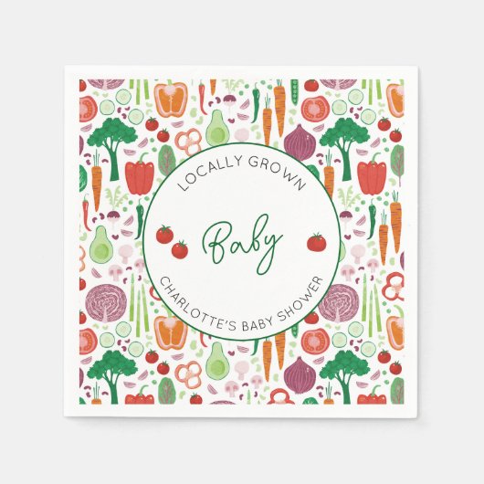 農家市場の地元で育った赤ちゃんシャワー スタンダードカクテルナプキン (正面)