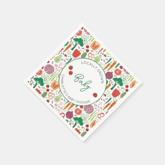 農家市場の地元で育った赤ちゃんシャワー スタンダードカクテルナプキン (角)
