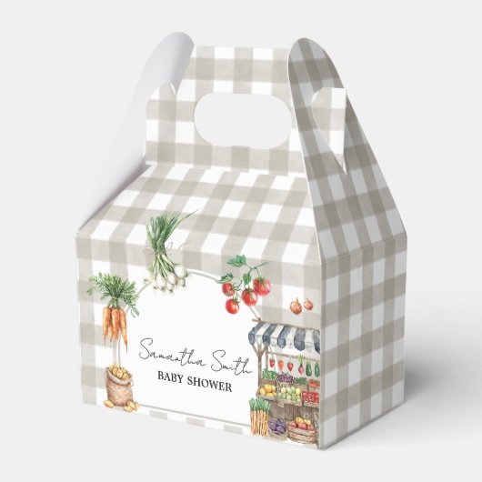 農家市場の地元で育った赤ちゃんシャワー フェイバーボックス (正面サイド)