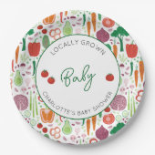 農家市場の地元で育った赤ちゃんシャワー ペーパープレート (正面)
