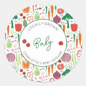 農家市場の地元で育った赤ちゃんシャワー ラウンドシール (正面)