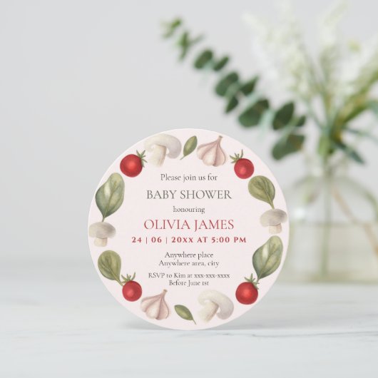 農家市場の地元で育った赤ちゃんシャワー 招待状 (スタンド正面)