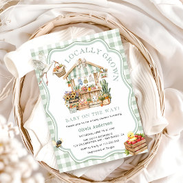 農家市場の地元で育った赤ちゃんシャワー 招待状