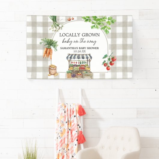 農家市場の地元で育った赤ちゃんシャワー 横断幕 (インサイチュ)