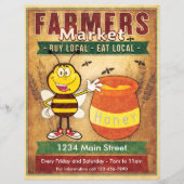 農家市場の新鮮な地元の蜂蜜 チラシ (裏面)