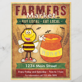 農家市場の新鮮な地元の蜂蜜 チラシ