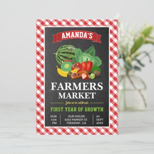 農家市場の誕生日パーティー 招待状 (スタンド正面)