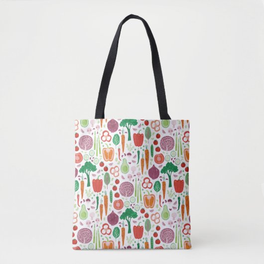 農家市場の野菜のパターン水色 トートバッグ (正面)