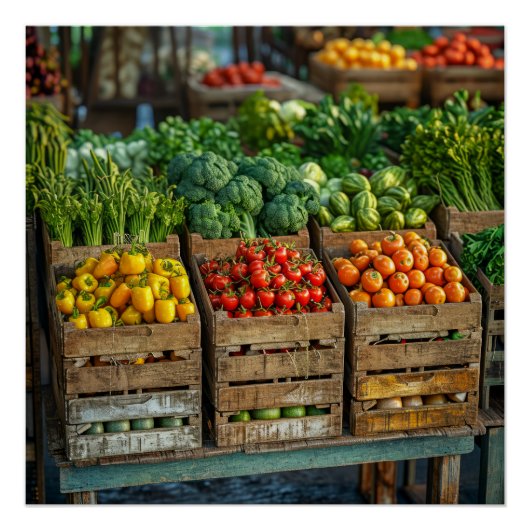 農家市場の野菜スタンド ポスター (正面)