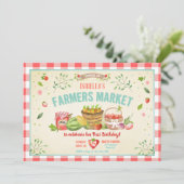 農家市場の野菜フルーツ赤い女の子パーティー 招待状 (スタンド正面)