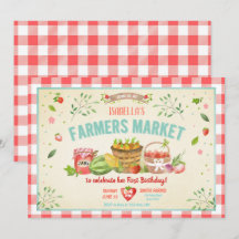 農家市場の野菜フルーツ赤い女の子パーティー