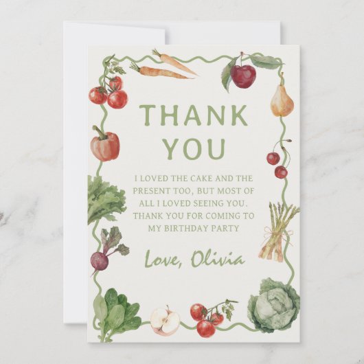 農家市場の野菜誕生日サンキューカード サンキューカード (正面)