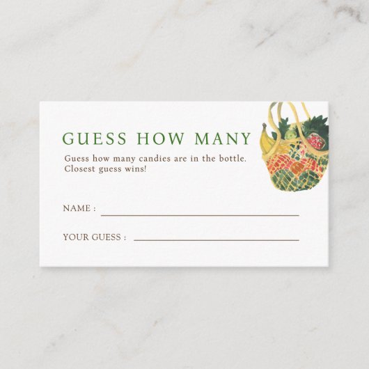 農家市場は数のブライダルシャワーゲームを推測 エンクロージャーカード (正面)