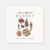 農家市場をテーマにしたブライズシャワー スタンダードカクテルナプキン (正面)