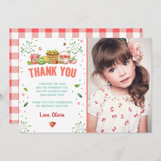 農家市場イチゴサンキューカード誕生日 サンキューカード (正面/裏面)