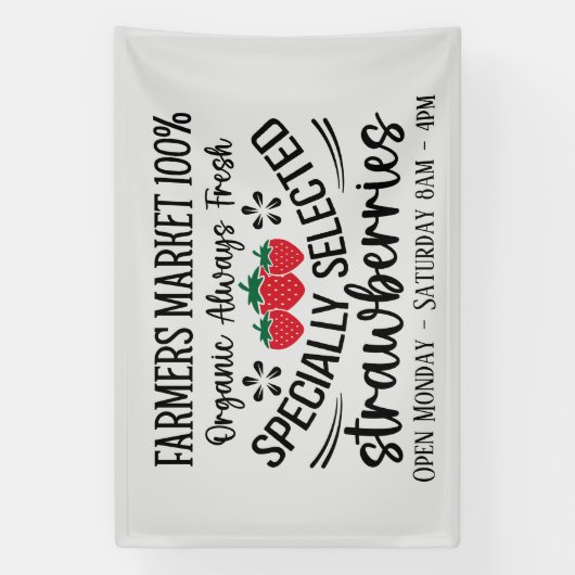 農家市場イチゴ追加日タイム業者 横断幕 (縦)