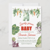 農家市場オーガニック地元の赤ちゃんシャワー 招待状 (正面)