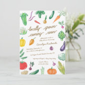 農家市場カラフル野菜ベビーシャワー 招待状 (スタンド正面)