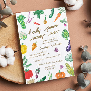 農家市場カラフル野菜ベビーシャワー 招待状