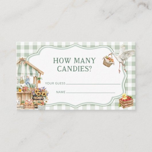 農家市場キャンディベビーシャワーの数 エンクロージャーカード (正面)