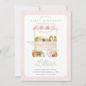 農家市場スタンドフルーツと野菜誕生日 招待状 (正面)