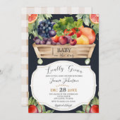 農家市場スタンド地元で育った赤ちゃんシャワー 招待状 (正面/裏面)