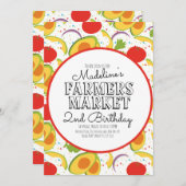 農家市場ニンジン野菜パターン 招待状 (正面/裏面)