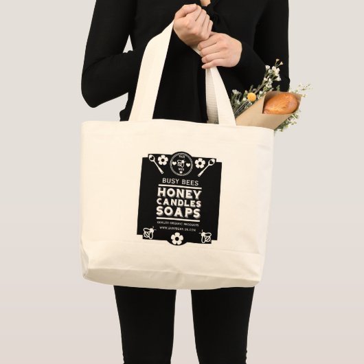 農家市場ハチミツ製品 ラージトートバッグ (正面(商品))