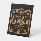 農家市場ハニーキャンドル 台座サイン (正面)