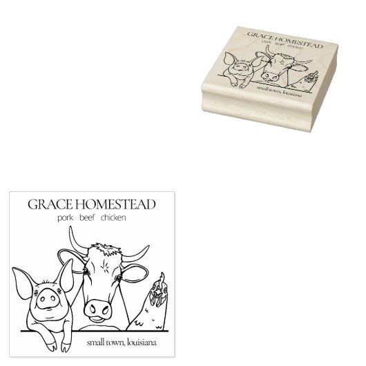 農家市場ピグカウチキン追加の名前 ラバースタンプ (押印)