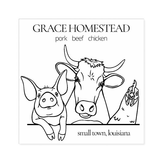 農家市場ピグカウチキン追加の名前 ラバースタンプ (インプリント)