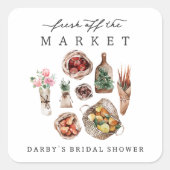 農家市場ブライダルシャワーの好意 スクエアシール (正面)