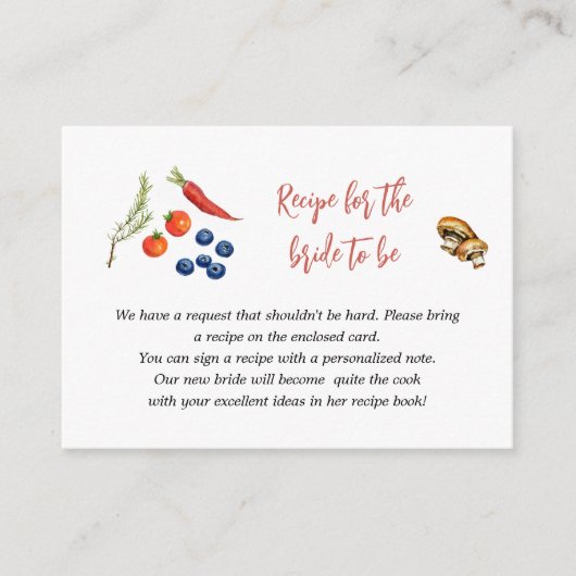 農家市場ブライダルシャワーレシピ要求 エンクロージャーカード (正面)