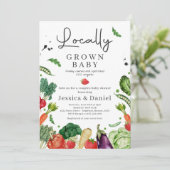 農家市場ベビーシャワー地元で栽培されたベビー 招待状 (スタンド正面)