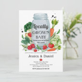 農家市場ベビーシャワー地元で栽培されたベビー 招待状 (スタンド正面)