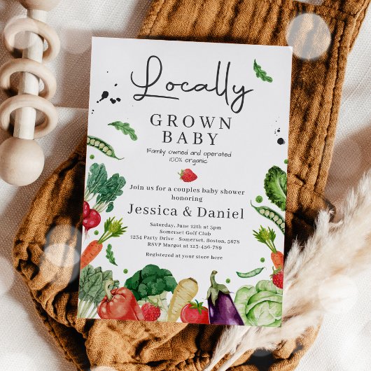 農家市場ベビーシャワー地元で栽培されたベビー 招待状