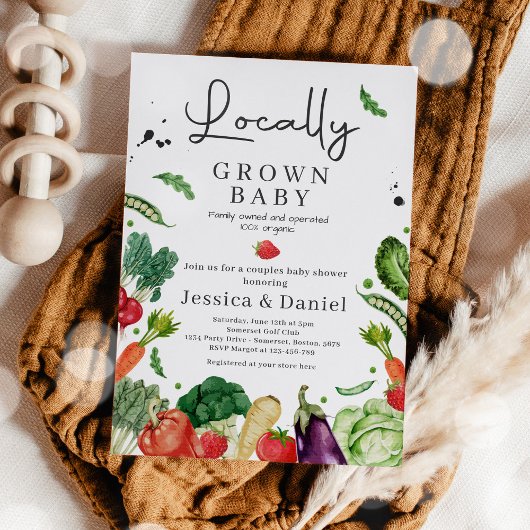 農家市場ベビーシャワー地元で栽培されたベビー 招待状