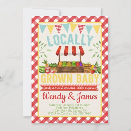 農家市場ベビーシャワー招待状招待状 招待状 (正面)