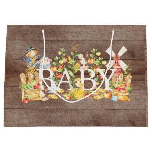 農家市場ベビーシャワー・新生児抱き枕 ラージペーパーバッグ (正面)