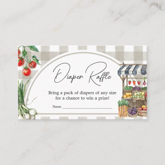 農家市場ローカルで栽培おむつラッフル エンクロージャーカード (正面)