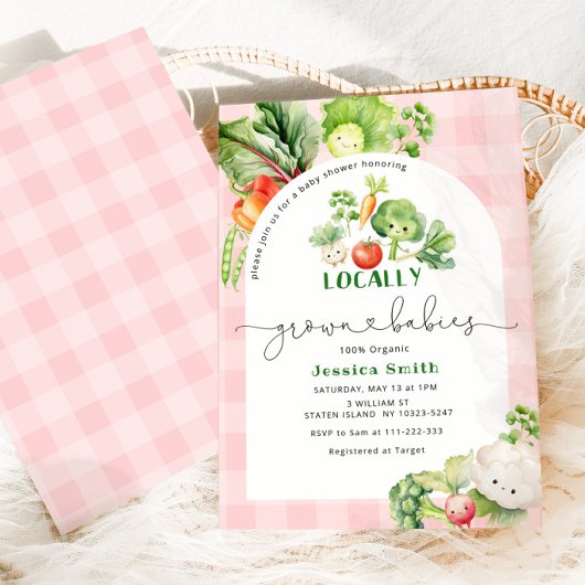 農家市場ローカル成長ベビーツインガール 招待状