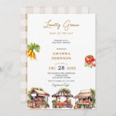 農家市場地元で栽培された野菜ベビーシャワー 招待状 (正面/裏面)